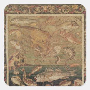 Fische, Mollusken und Krebstier Quadratischer Aufkleber
