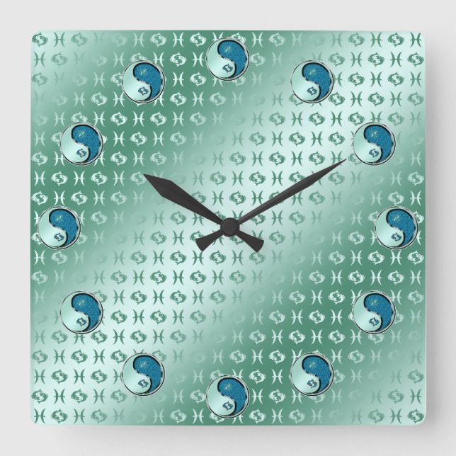 Fische Quadratische Wanduhr (Vorderseite)