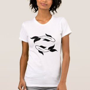 Fische schwarze Doppel-Fisch Sternzeichen Astrolog T-Shirt