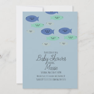 Fische Schwimmen Aquarium Blau Baby Shower    Einladung