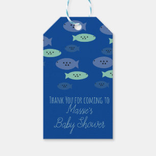 Fische Schwimmen Blau Baby Shower   Geschenkanhänger