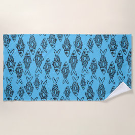 Fische schwimmen im Blauen Meer Strandtuch