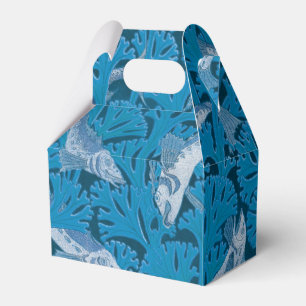Fische Schwimmen Seetang Koralle Blau Vintag Class Geschenkschachtel
