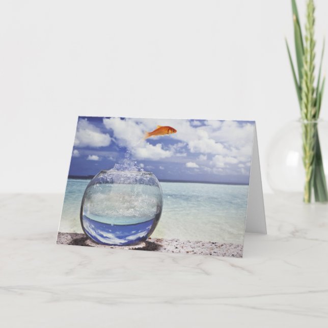 Fische springen aus dem Aquarium Karte (Vorderseite)