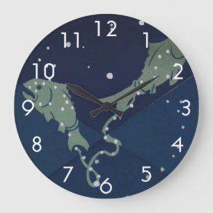 Fische Sternbild Retro Tierkreis Astrologie Große Wanduhr