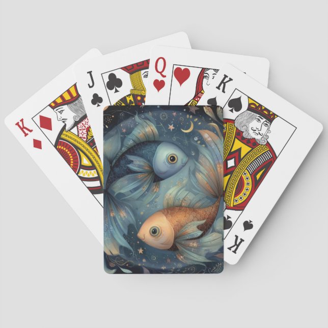 Fische Sternzeichen Astrologie Himmels Geburtstag Spielkarten (Rückseite)