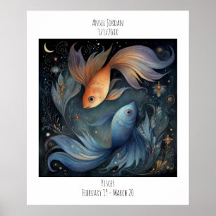 Fische Sternzeichen Astrologie Name & Geburtstag Poster