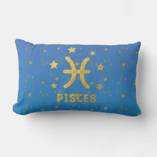 Fische-Sternzeichen Blau und Gold Lendenkissen