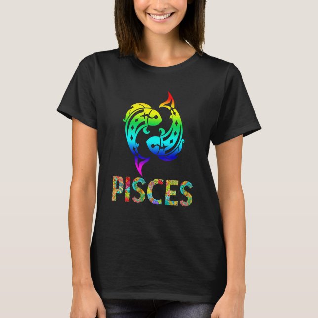 Fische-Sternzeichen Farbige Fisch Muster T-Shirt (Vorderseite)