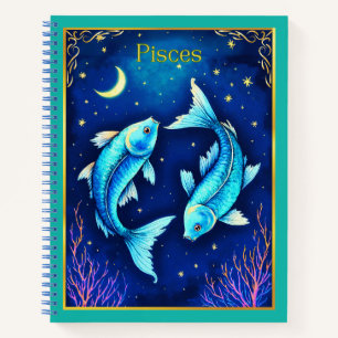 Fische Sternzeichen Fische schwimmen in kosmischen Notizbuch