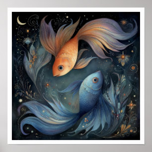 Fische Sternzeichen Geburtshoroskop Astrologie Him Poster