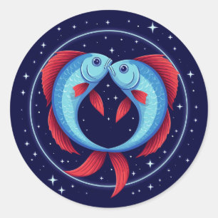 Fische-Sternzeichen in einem kosmischen künstleris Runder Aufkleber