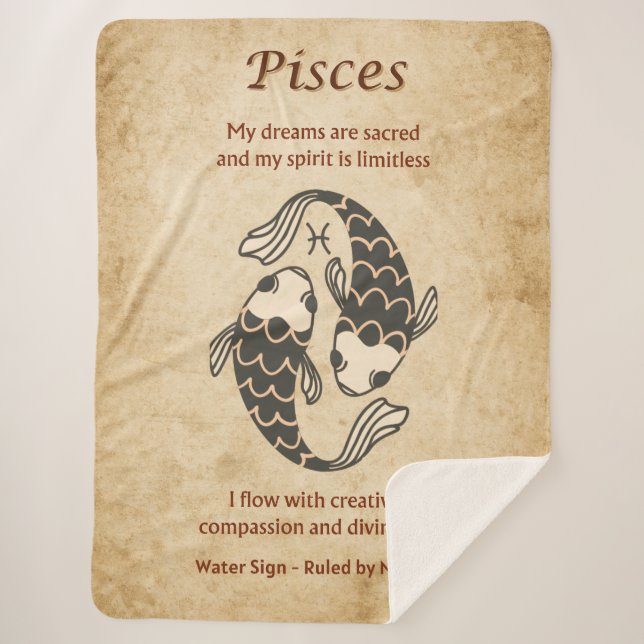 Fische-Sternzeichen mit Affirmationen Sherpadecke (Vorderseite)