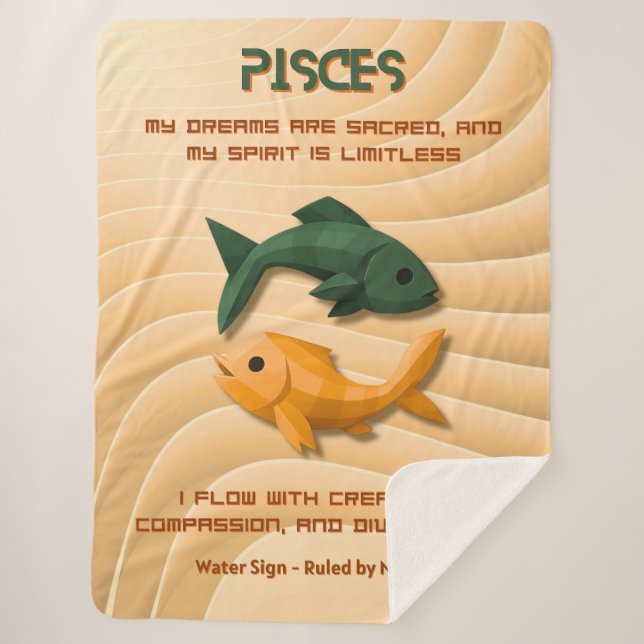 Fische-Sternzeichen Moderne 3D-Astrologie-Design Sherpadecke (Vorderseite)