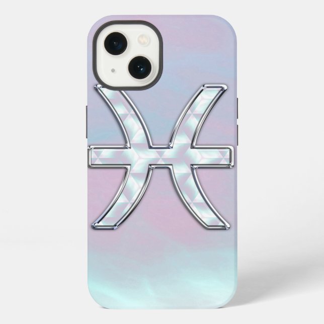 Fische-Sternzeichen Mutter-der-Perle-Stil iPhone Hülle (Rückseite)