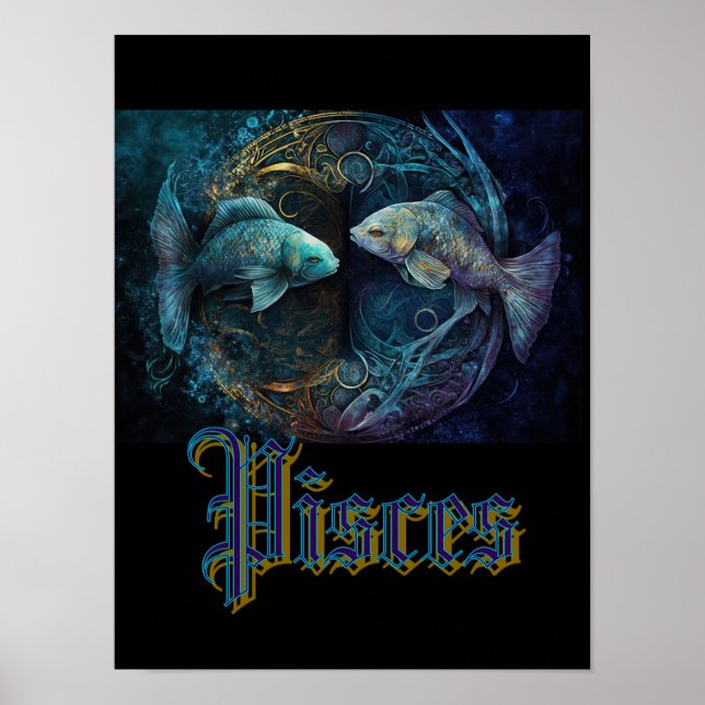 Fische-Sternzeichen-Postkarte Poster (Vorne)