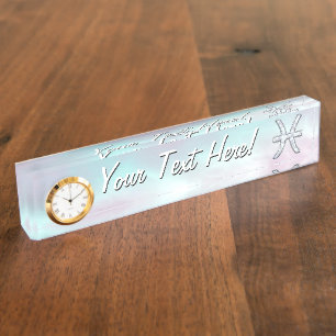 Fische-Sternzeichen-Symbol-Mutter-Perl-Dekor Namensplakette