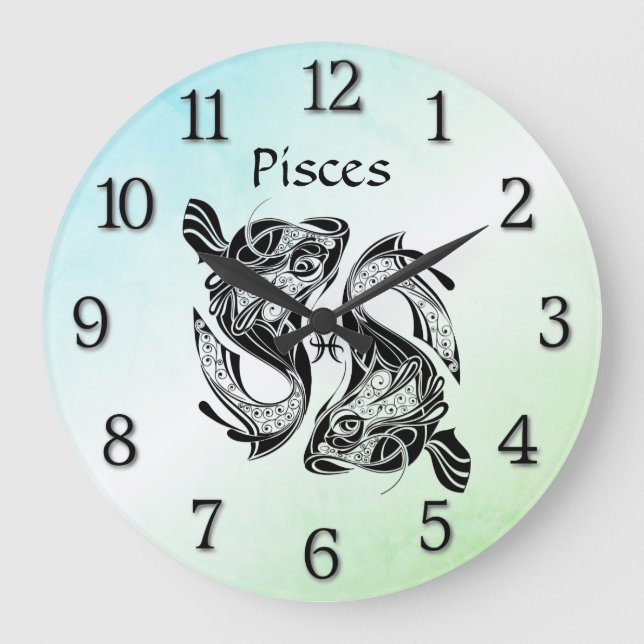 Fische Sternzeichen Uhr Grün (Vorderseite)