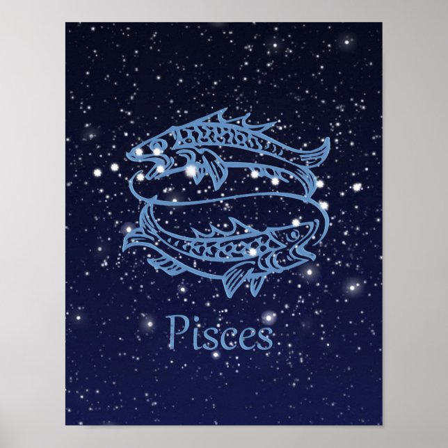 Fische-Sternzeichen und Sternbild Poster (Vorne)