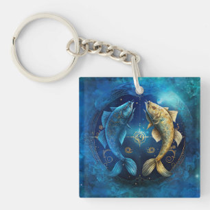 Fische-Sternzeichen-Wasserfarben-Design Schlüsselanhänger