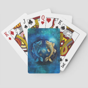 Fische-Sternzeichen-Wasserfarben-Design Spielkarten