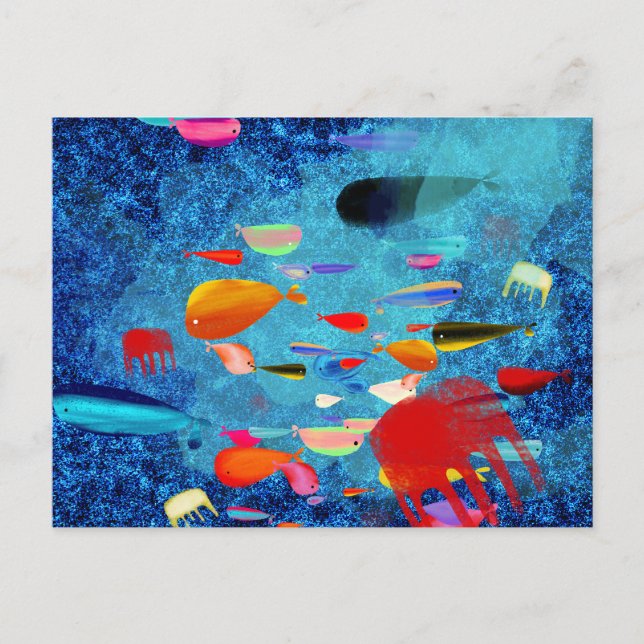 Fische Surfwellen Postkarte (Vorderseite)