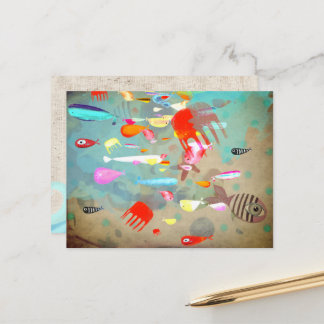 Fische Surfwellen Postkarte