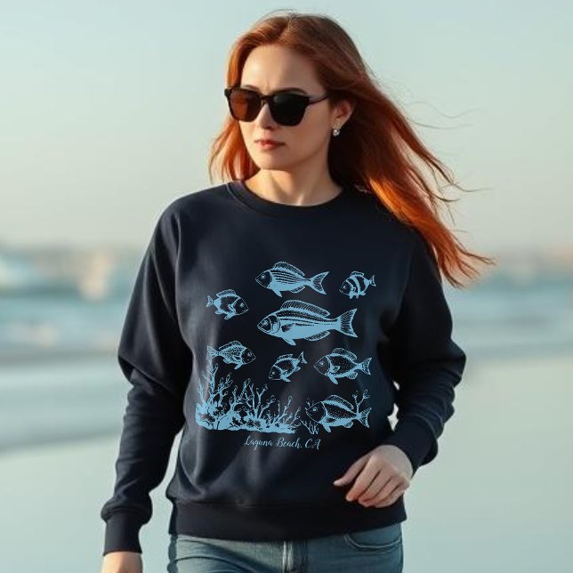 Fische Sweatshirt (Fishes-Fish under Water-Fisherman Style Trend Summer Beach Blue)