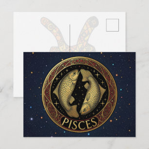 Fische Tierkreiszeichen Symbol Postkarte