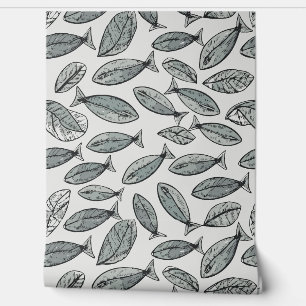 Fische und Blätter Tapete