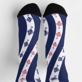 Fische und blaue Streifen Socken