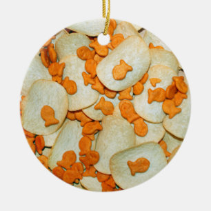 Fische und Chips Keramik Ornament