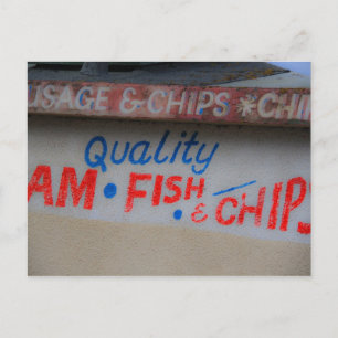Fische und Chips Unterschreiben Postkarte
