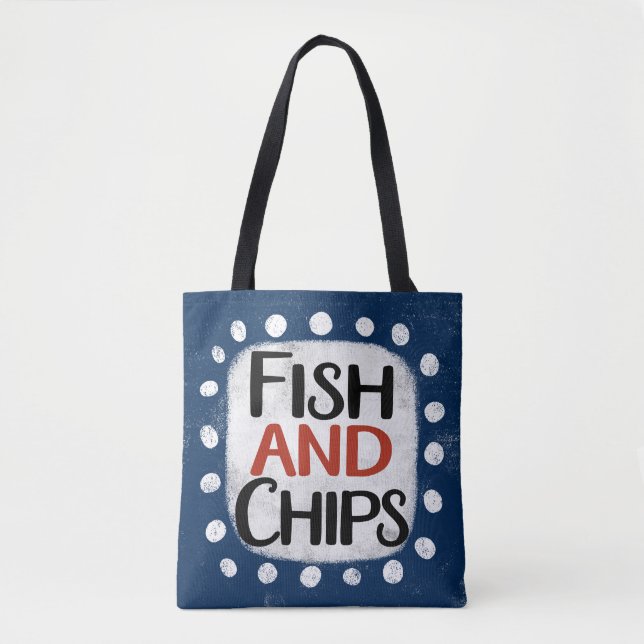 Fische und Chips zu Tasche (Vorderseite)