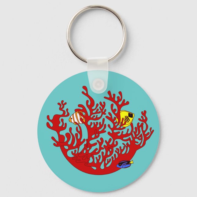 Fische und Coral Doodle Art Schlüsselanhänger (Vorderseite)