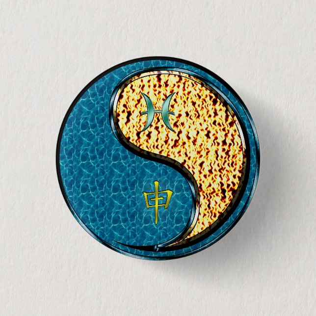 Fische und Feueraffe Button (Vorderseite)
