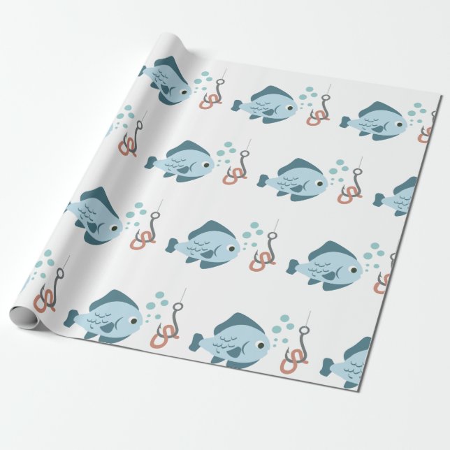 Fische und Haken Geschenkpapier (Ungerollt)