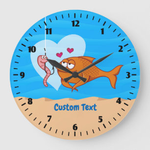 Fische und Köder in der Liebe Große Wanduhr