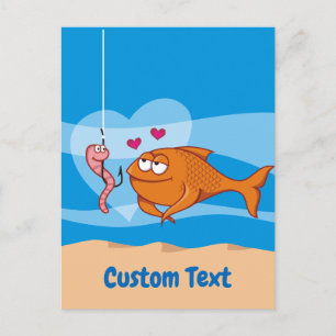 Fische und Köder in Liebe Postkarte