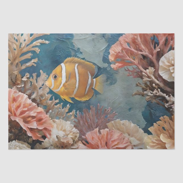 Fische und Korallenakrylgemälde Seidenpapier (Vorderseite)