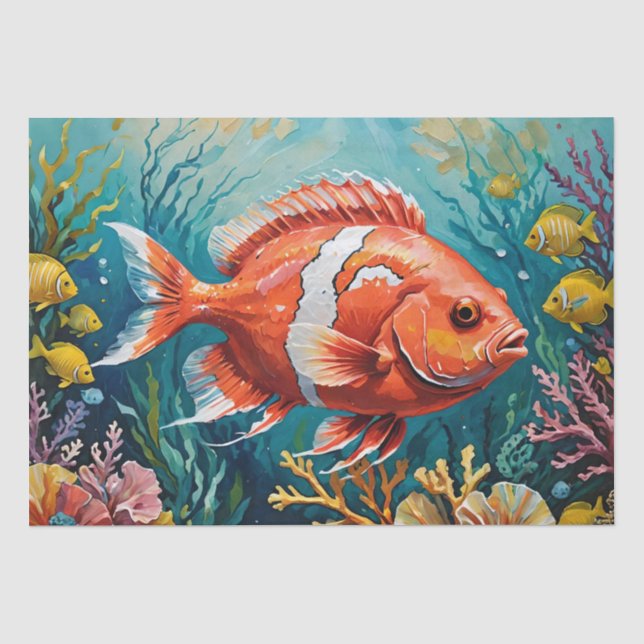 Fische und Korallenakrylgemälde Seidenpapier (Vorderseite)