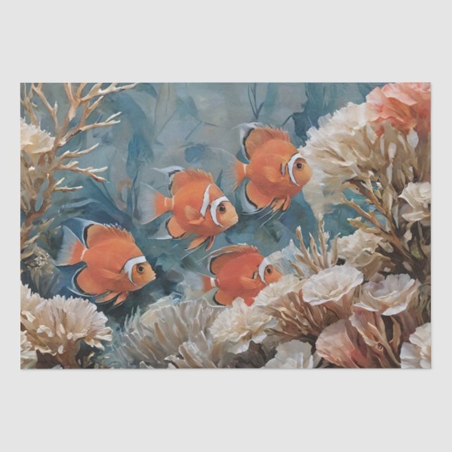 Fische und Korallenakrylgemälde Seidenpapier (Vorderseite)