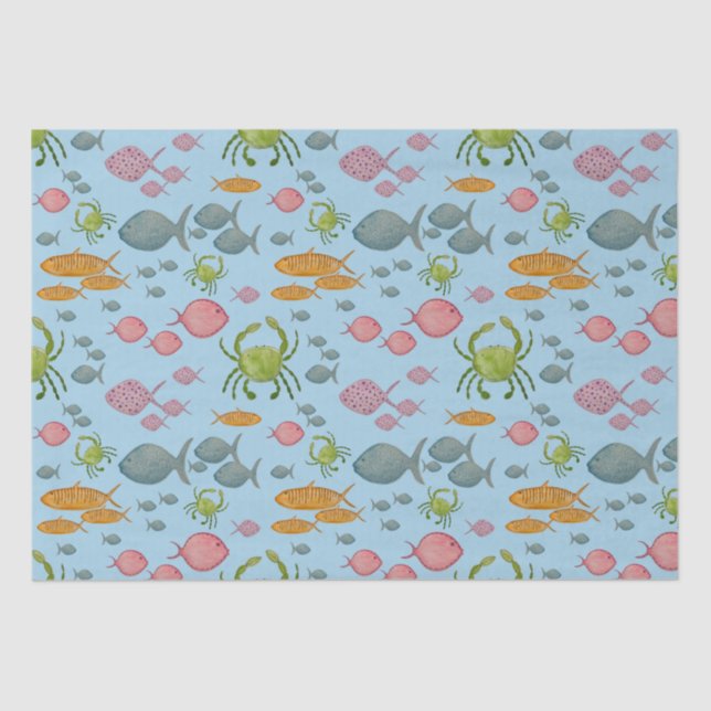 Fische und Krebse Seidenpapier (Vorderseite)