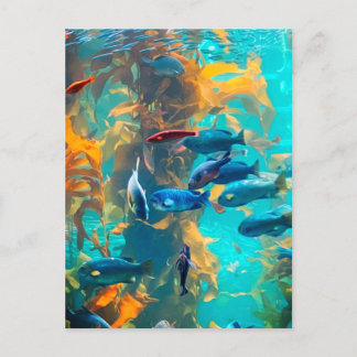 Fische und Meeresalgen Postkarte
