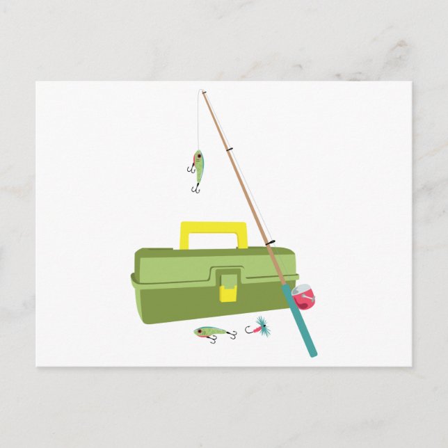 Fische und Tackle Box Postkarte (Vorderseite)
