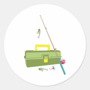 Fische und Tackle Box Runder Aufkleber
