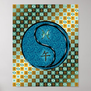 Fische und Wasserpferde Poster