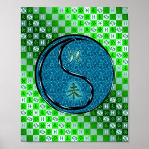 Fische und Wasserziege Poster