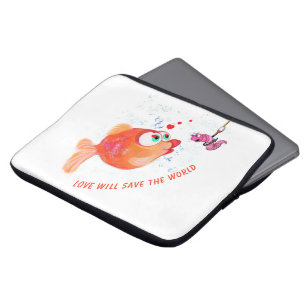 Fische und Wurmfische Liebe Romantischer Laptop-Si Laptopschutzhülle