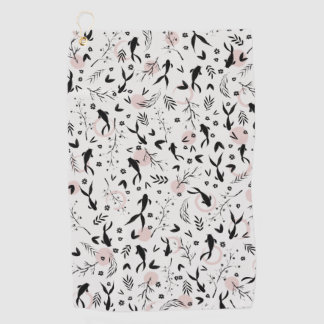 Fische und Zweige japanische Malerei Golfhandtuch